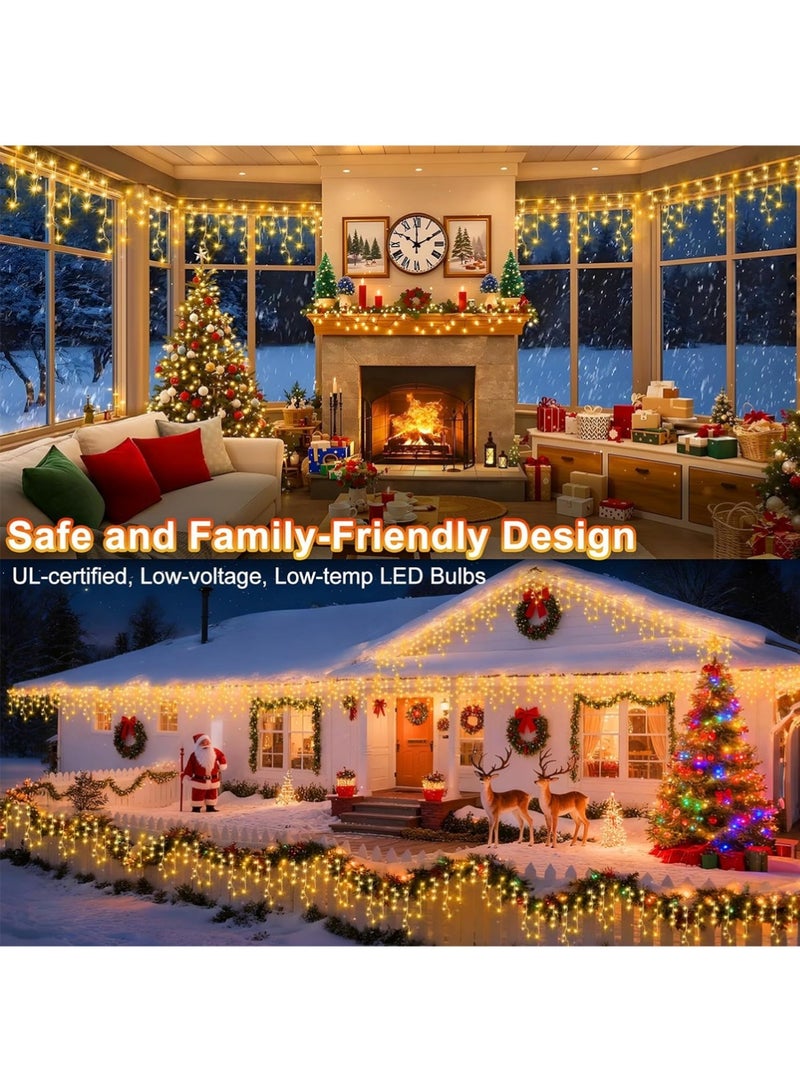 YOUGE Lights Outdoor Decorations 400 LED 33ft 8 Modes Curtain Fairy String Light with 75 Drops, Clear Wire LED String Light Indoor Decor for Wedding Party Decorations Warm White - Image 4